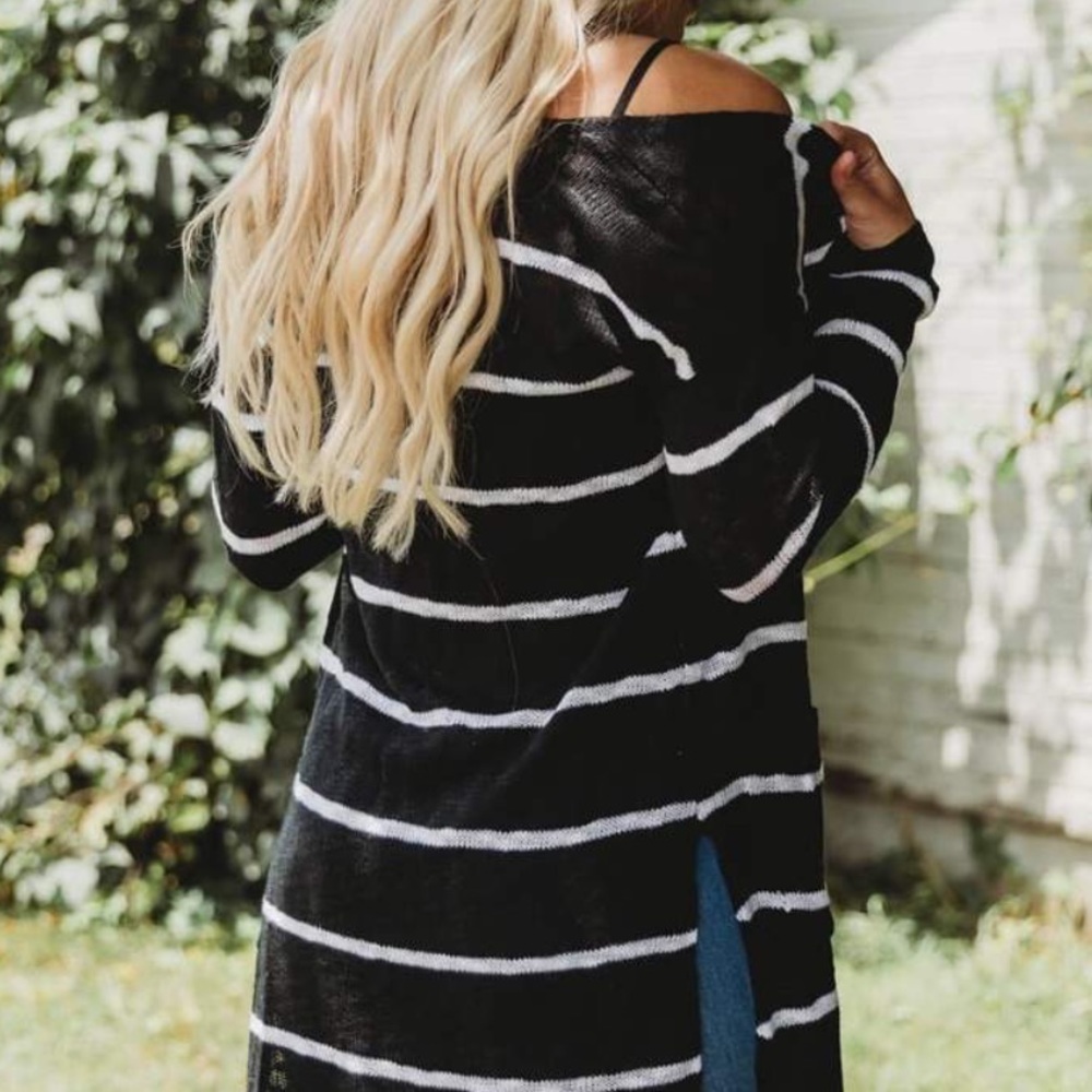 Maurices Navy and White striped cardigan